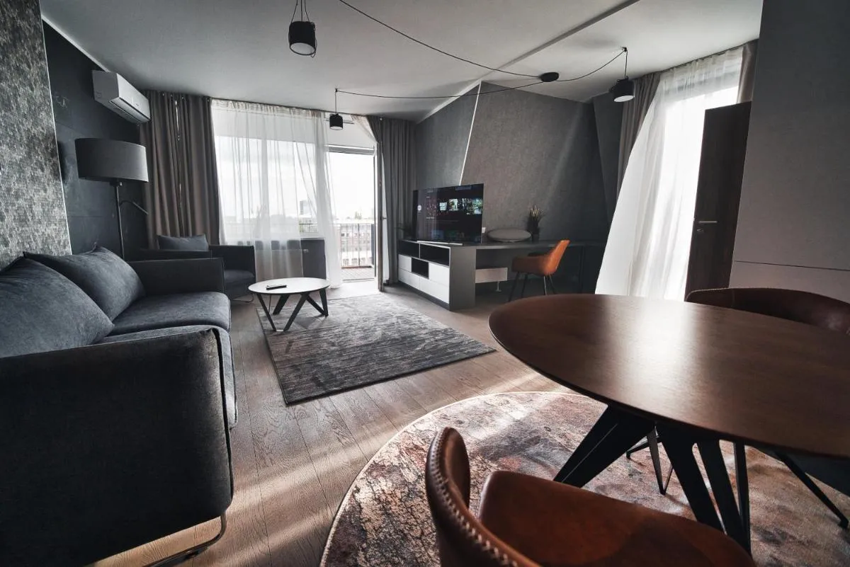 Photo 2 of Modern central Riga apartment with balcony, gym access, dedicated parking, kitchen & AC