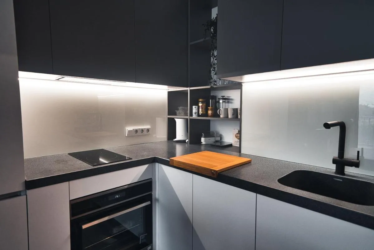 Photo 4 of Modern central Riga apartment with balcony, gym access, dedicated parking, kitchen & AC